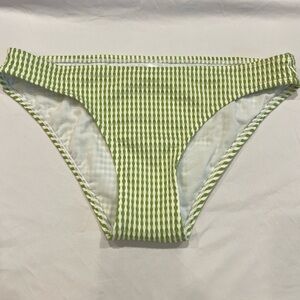 Bikini High Leg Cheeky Swimsuit Bathing Suit Bottom Green Stripe Size Medium NWT